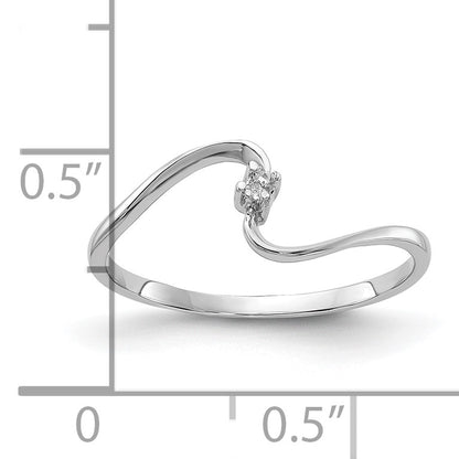 14k White Gold Polished .01ct. Diamond Curved Ring Mounting