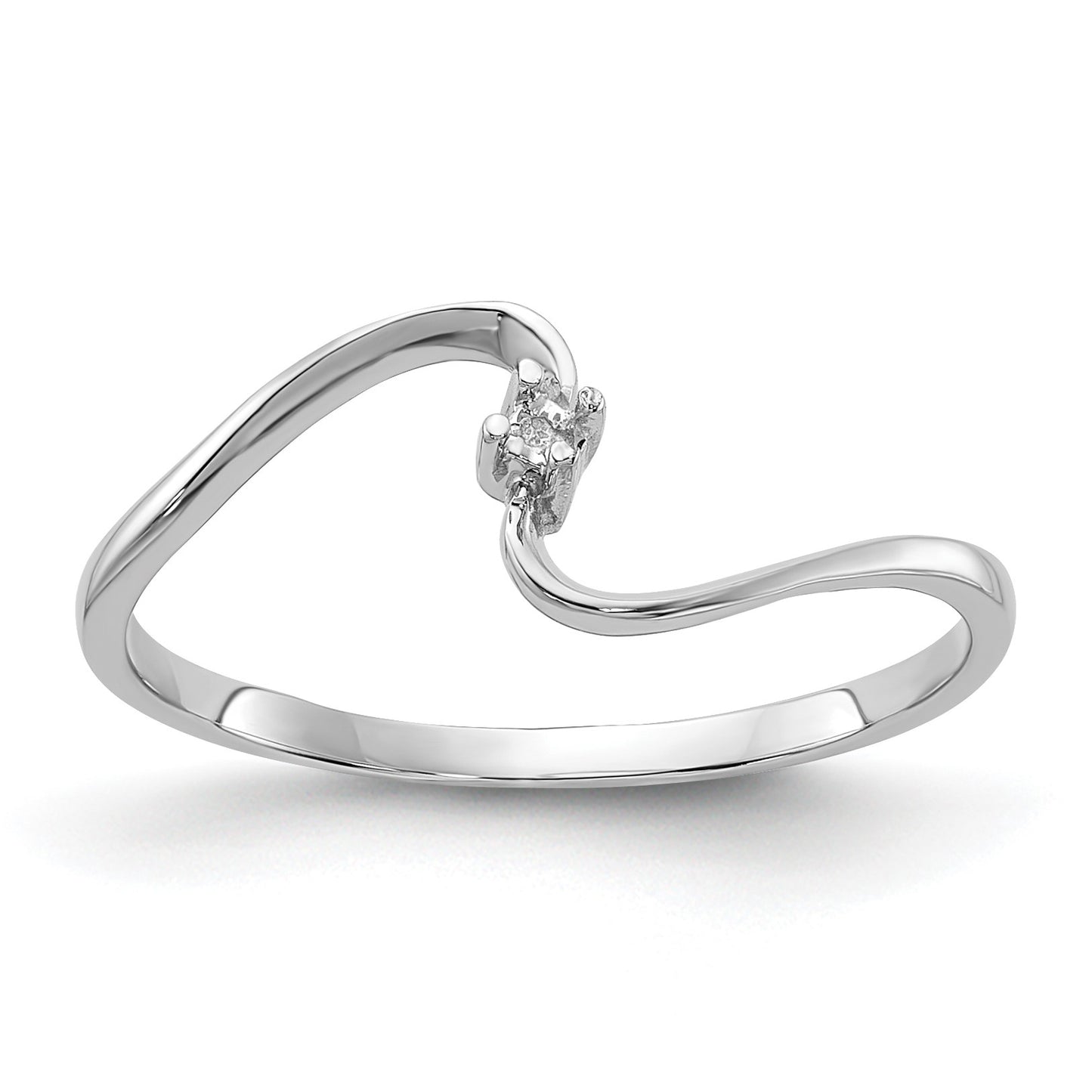 14k White Gold Polished .01ct. Diamond Curved Ring Mounting