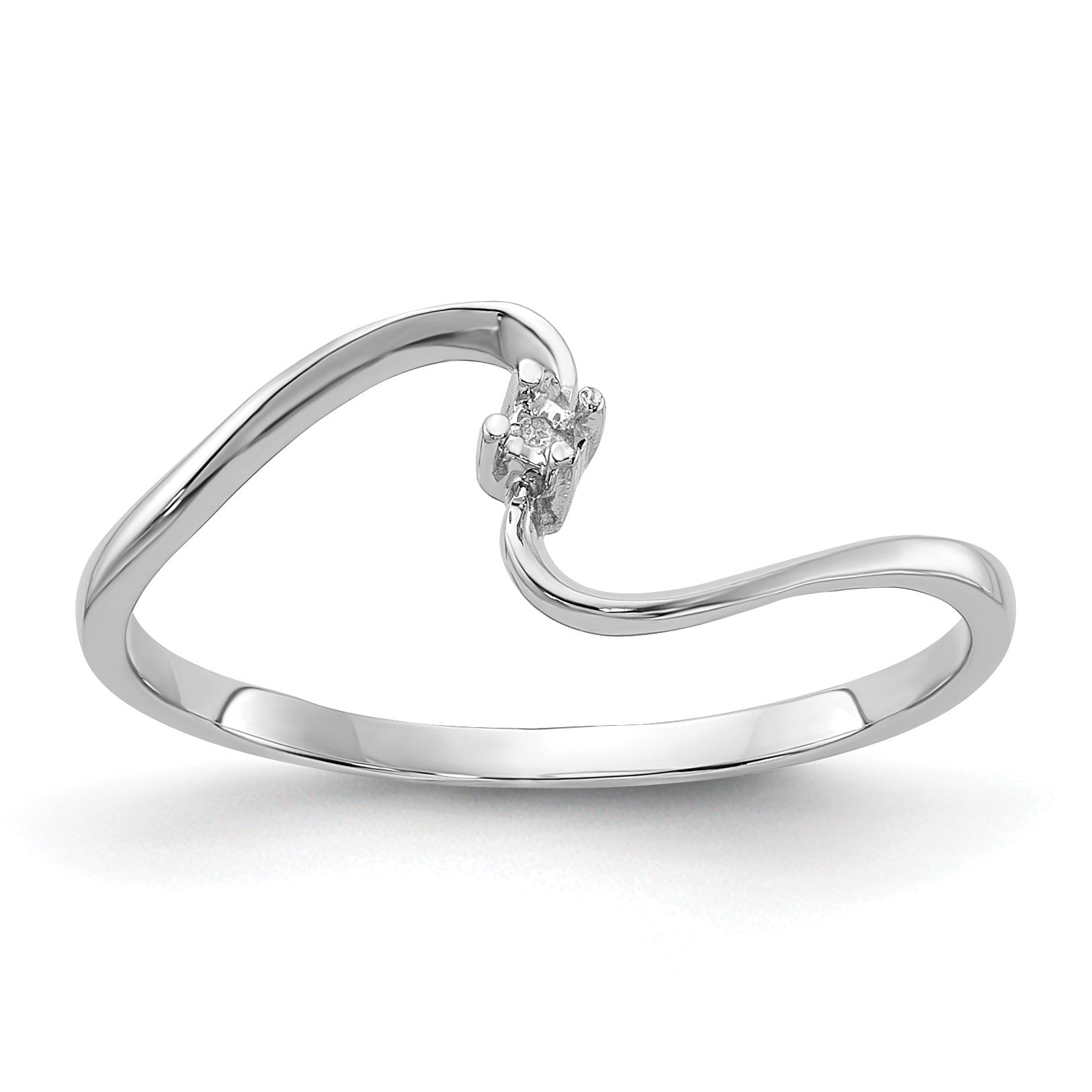 14k White Gold Polished .01ct. Diamond Curved Ring Mounting