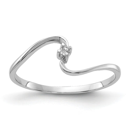 14k White Gold Polished .01ct. Diamond Curved Ring Mounting
