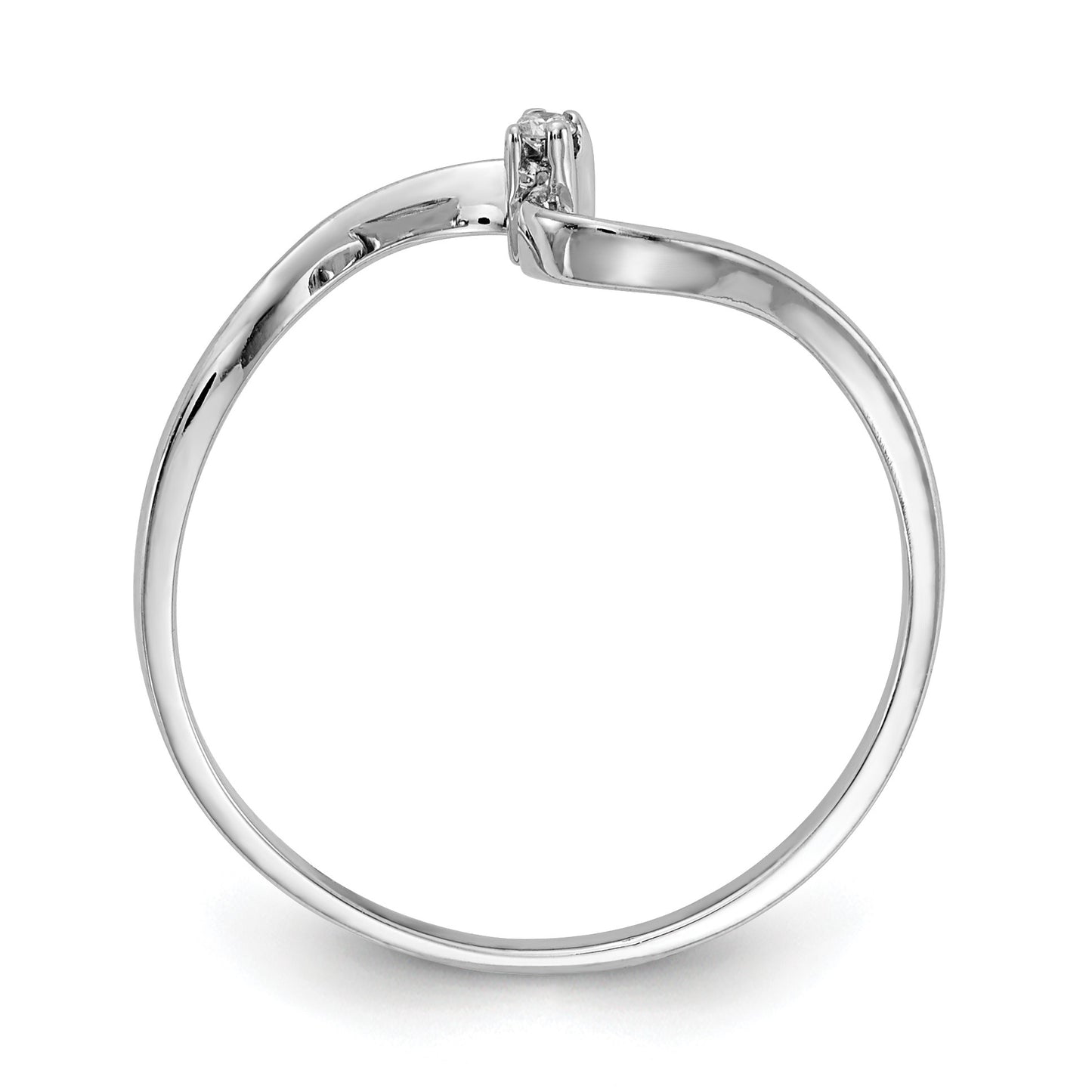 14k White Gold AA Diamond Curved Ring