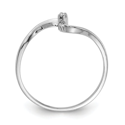 14k White Gold AA Diamond Curved Ring