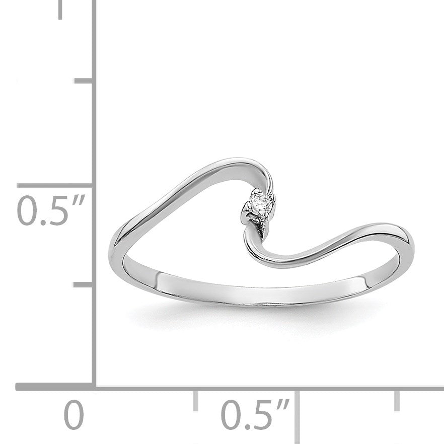 14k White Gold AA Diamond Curved Ring