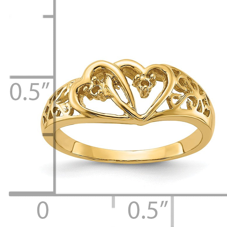 14k Polished .05ct. Diamond Heart Ring Mounting