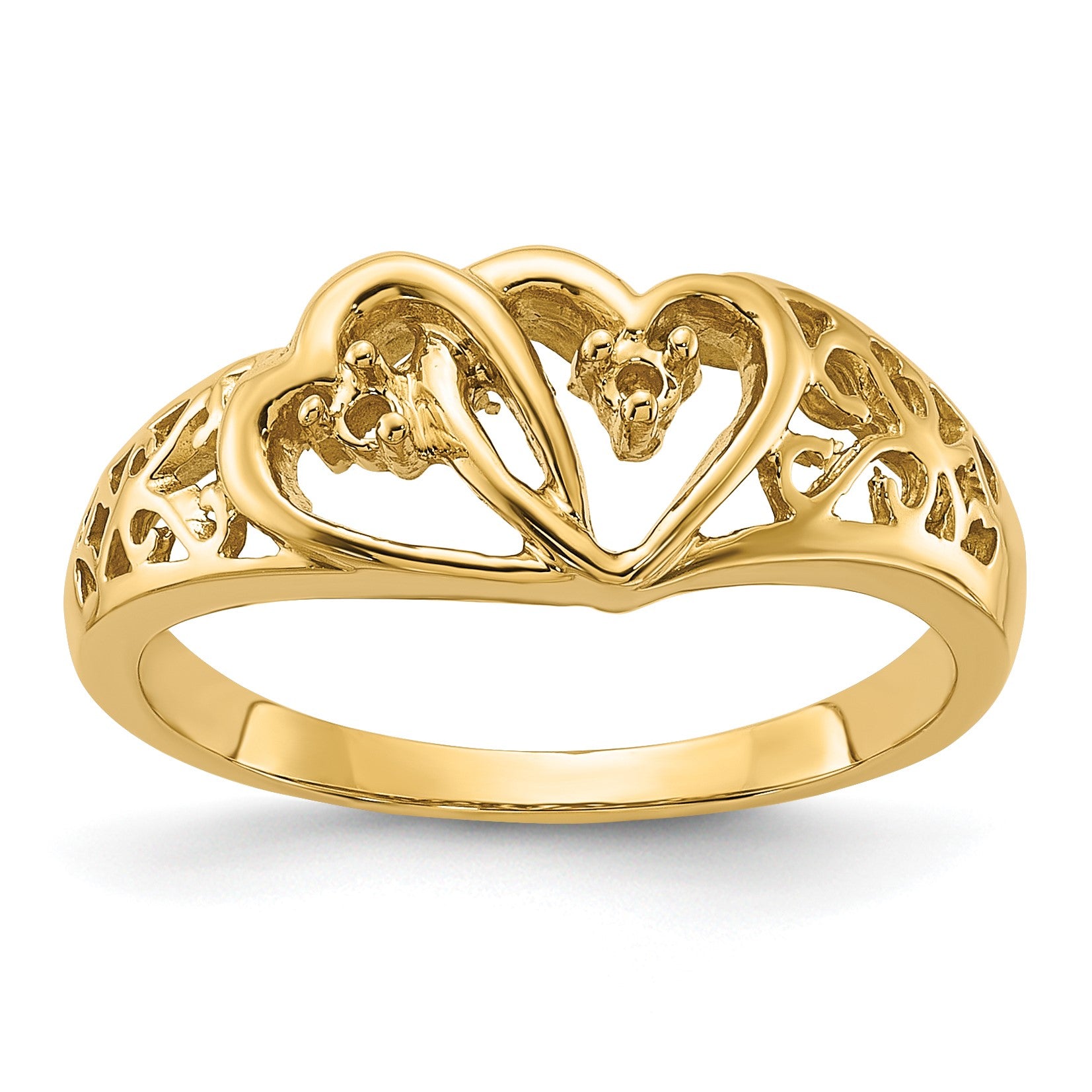 14k Polished .05ct. Diamond Heart Ring Mounting