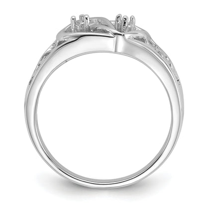 14k White Gold Polished .05ct. Diamond Heart Ring Mounting