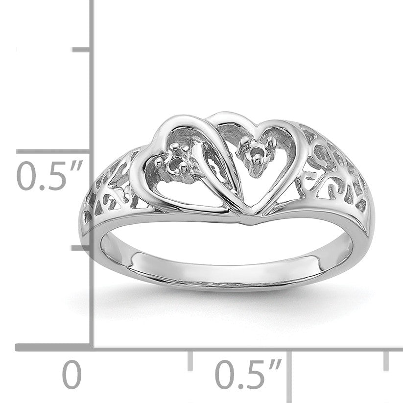 14k White Gold Polished .05ct. Diamond Heart Ring Mounting