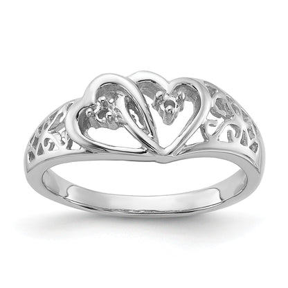 14k White Gold Polished .05ct. Diamond Heart Ring Mounting