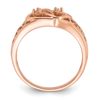 14k Rose Gold Polished .05ct. Diamond Heart Ring Mounting