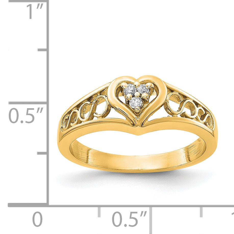 14k Polished 1/20 carat AA Diamond Heart Ring