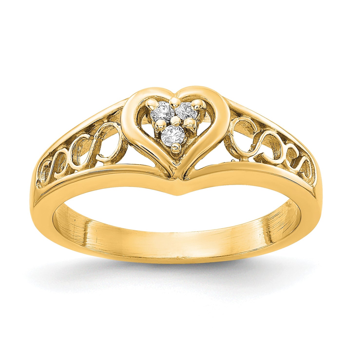 14k Polished 1/20 carat AA Diamond Heart Ring