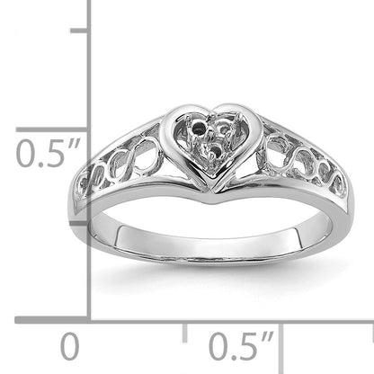14k White Gold .05ct. Diamond Heart Ring Mounting