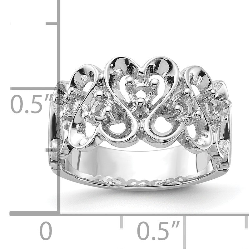 14k White Gold Polished .30ct. Diamond Heart Ring Mounting