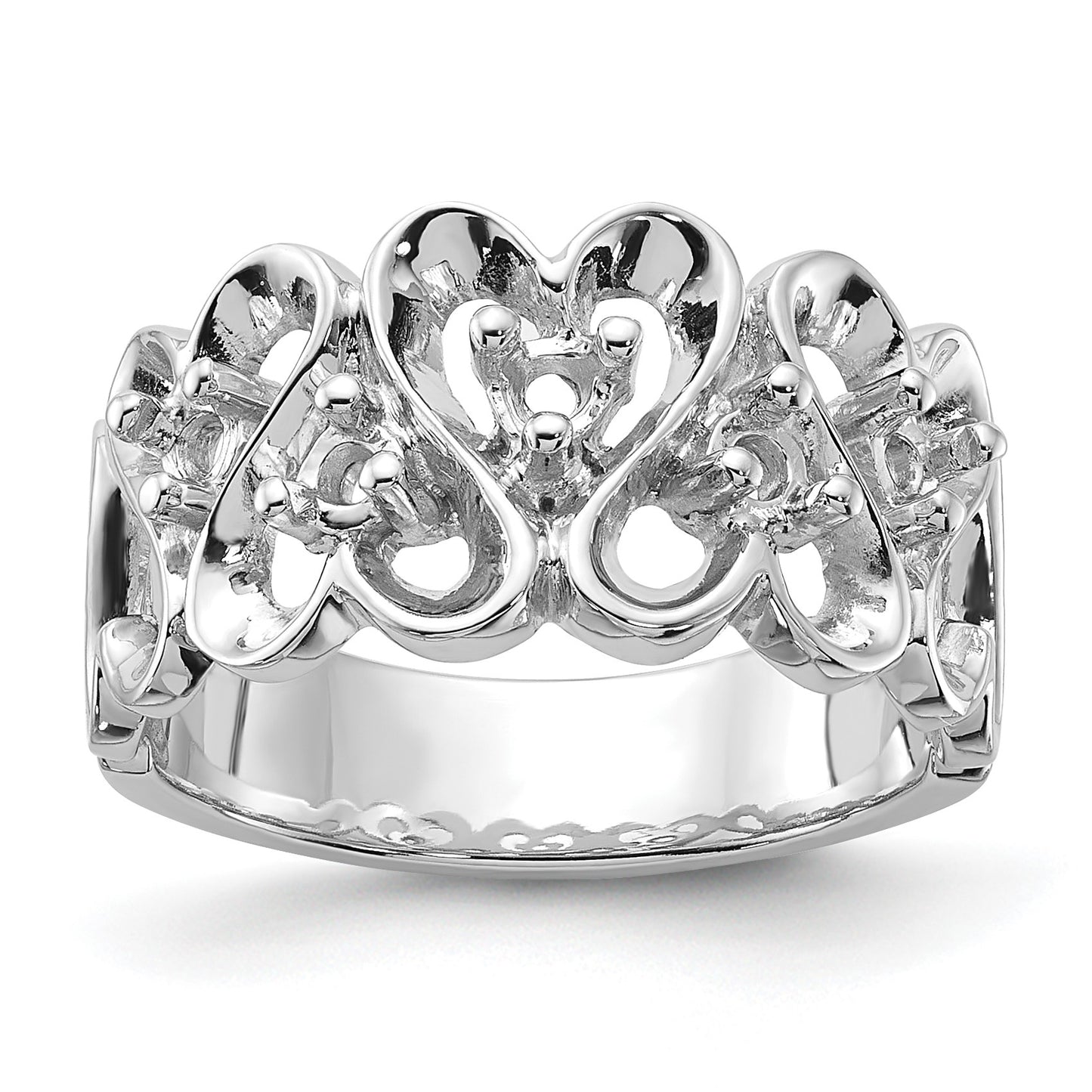 14k White Gold Polished .30ct. Diamond Heart Ring Mounting