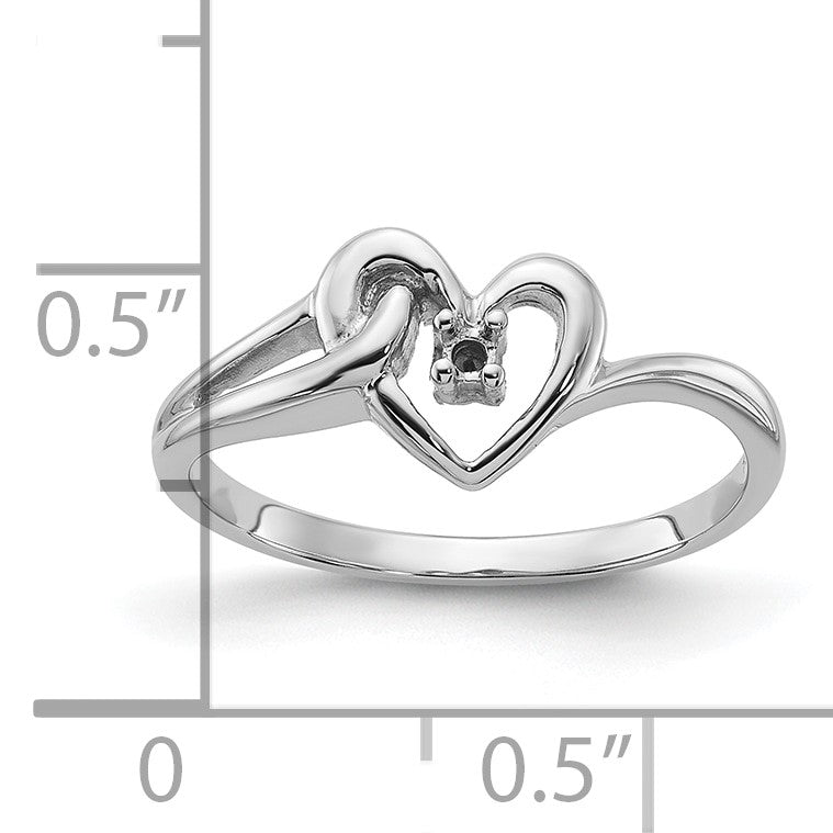 14k White Gold Polished .03ct. Diamond Heart Ring Mounting