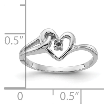 14k White Gold Polished .03ct. Diamond Heart Ring Mounting