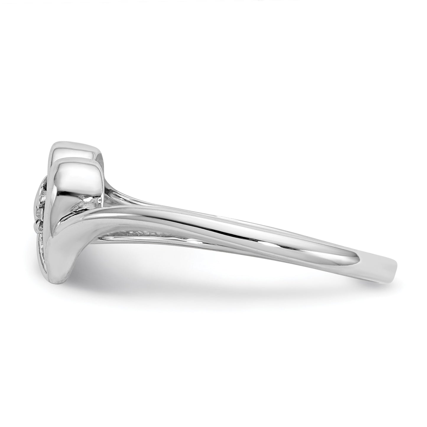 14k White Gold Polished AA Diamond Heart Ring