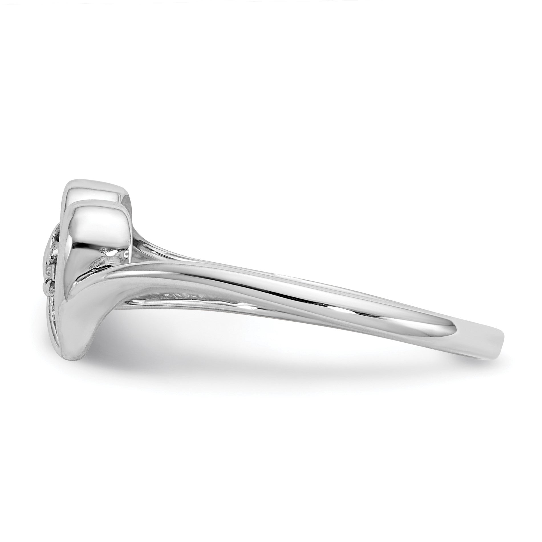14k White Gold Polished AA Diamond Heart Ring