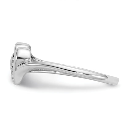 14k White Gold Polished AA Diamond Heart Ring
