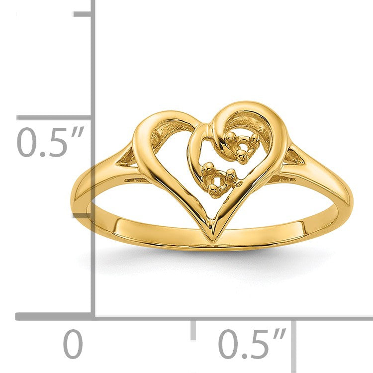 14k Polished .03ct. Diamond Heart Ring Mounting
