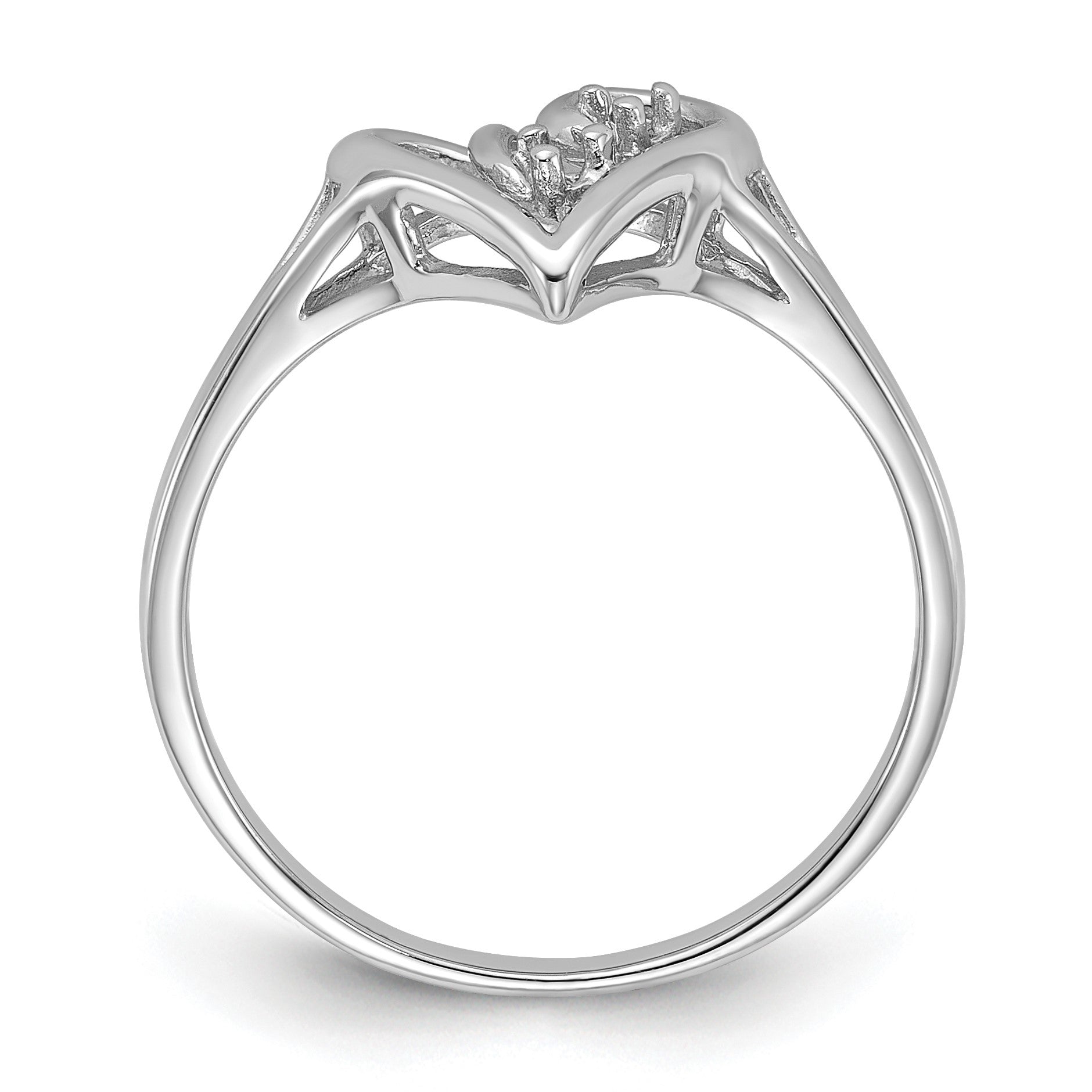 14k White Gold Polished Heart Ring Mounting