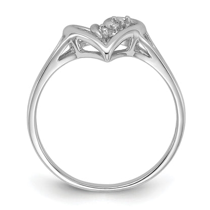 14k White Gold Polished Heart Ring Mounting