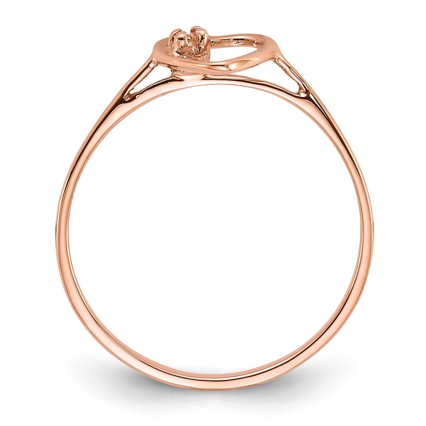 14k Rose Gold Polished .02ct. Diamond Heart Ring Mounting