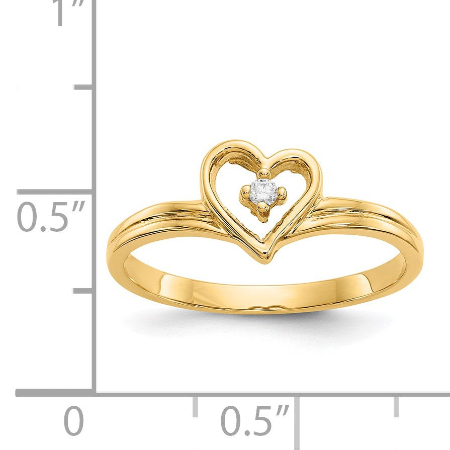 14k Polished AA Diamond Heart Ring