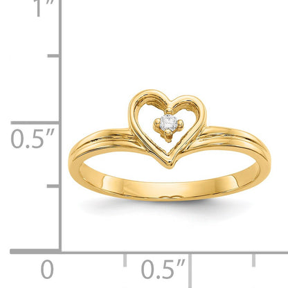 14k Polished AA Diamond Heart Ring
