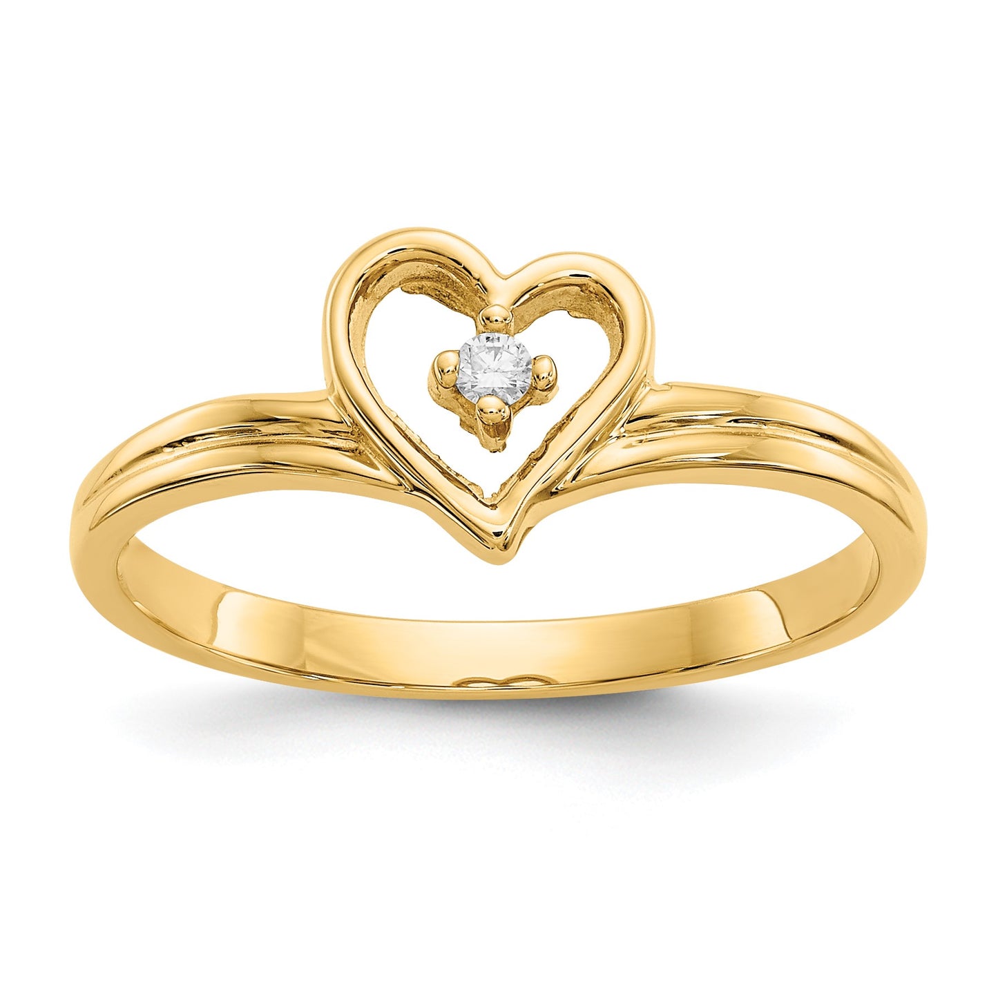 14k Polished AA Diamond Heart Ring
