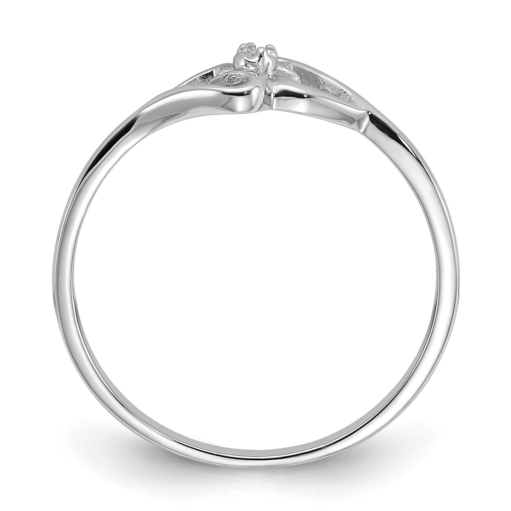 14k White Gold Polished Heart Ring Mounting