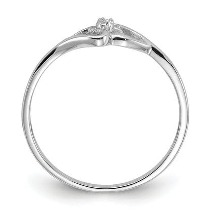 14k White Gold Polished Heart Ring Mounting