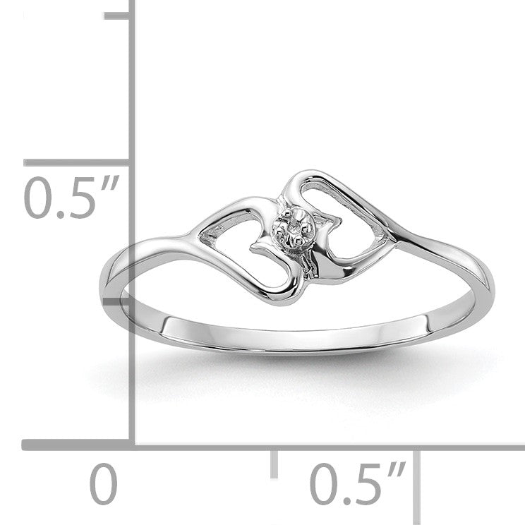 14k White Gold Polished Heart Ring Mounting