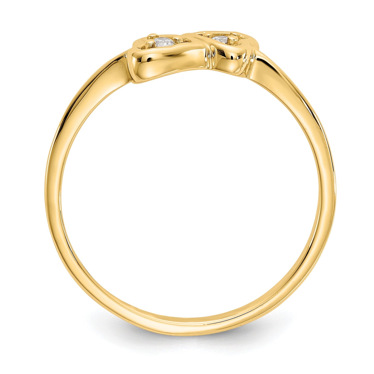 14k Polished 1/20 carat AA Diamond Two Hearts Ring