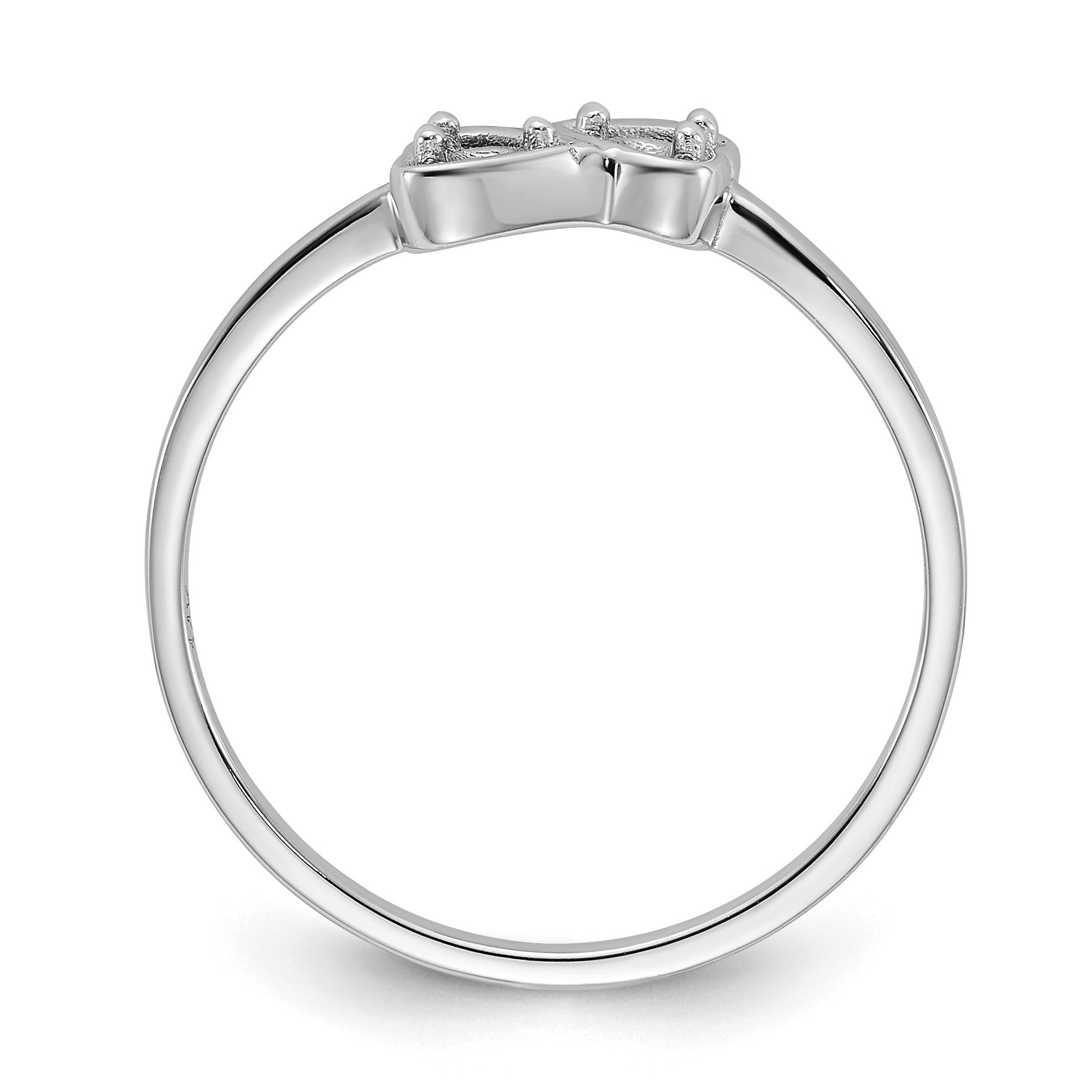 14k White Gold Polished Heart Ring Mounting