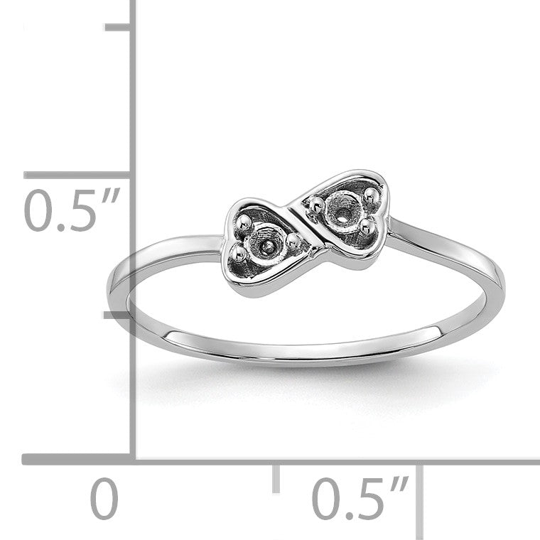 14k White Gold Polished Heart Ring Mounting