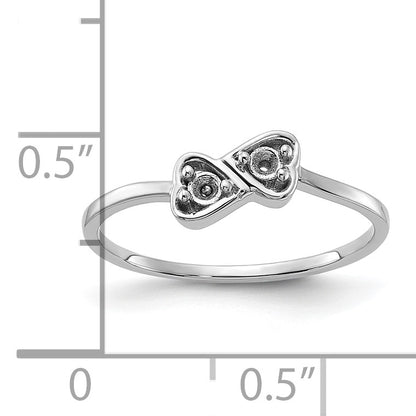 14k White Gold Polished Heart Ring Mounting