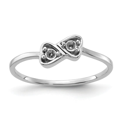14k White Gold Polished Heart Ring Mounting