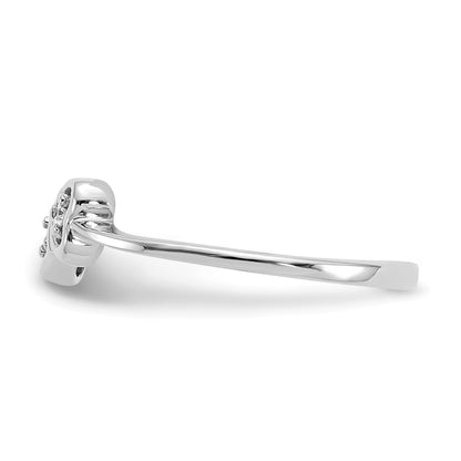 14k White Gold Polished 1/20 carat AA Diamond Two Hearts Ring