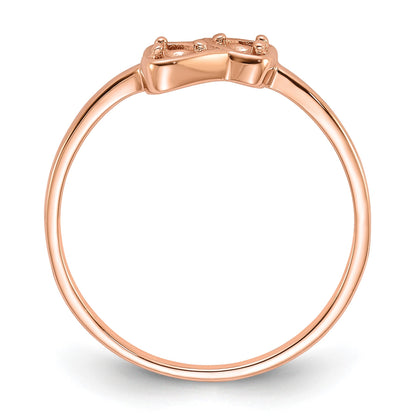 14k Rose Gold Polished .05ct. Diamond Heart Ring Mounting