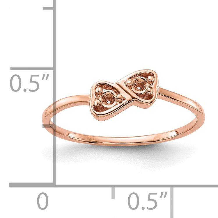 14k Rose Gold Polished .05ct. Diamond Heart Ring Mounting