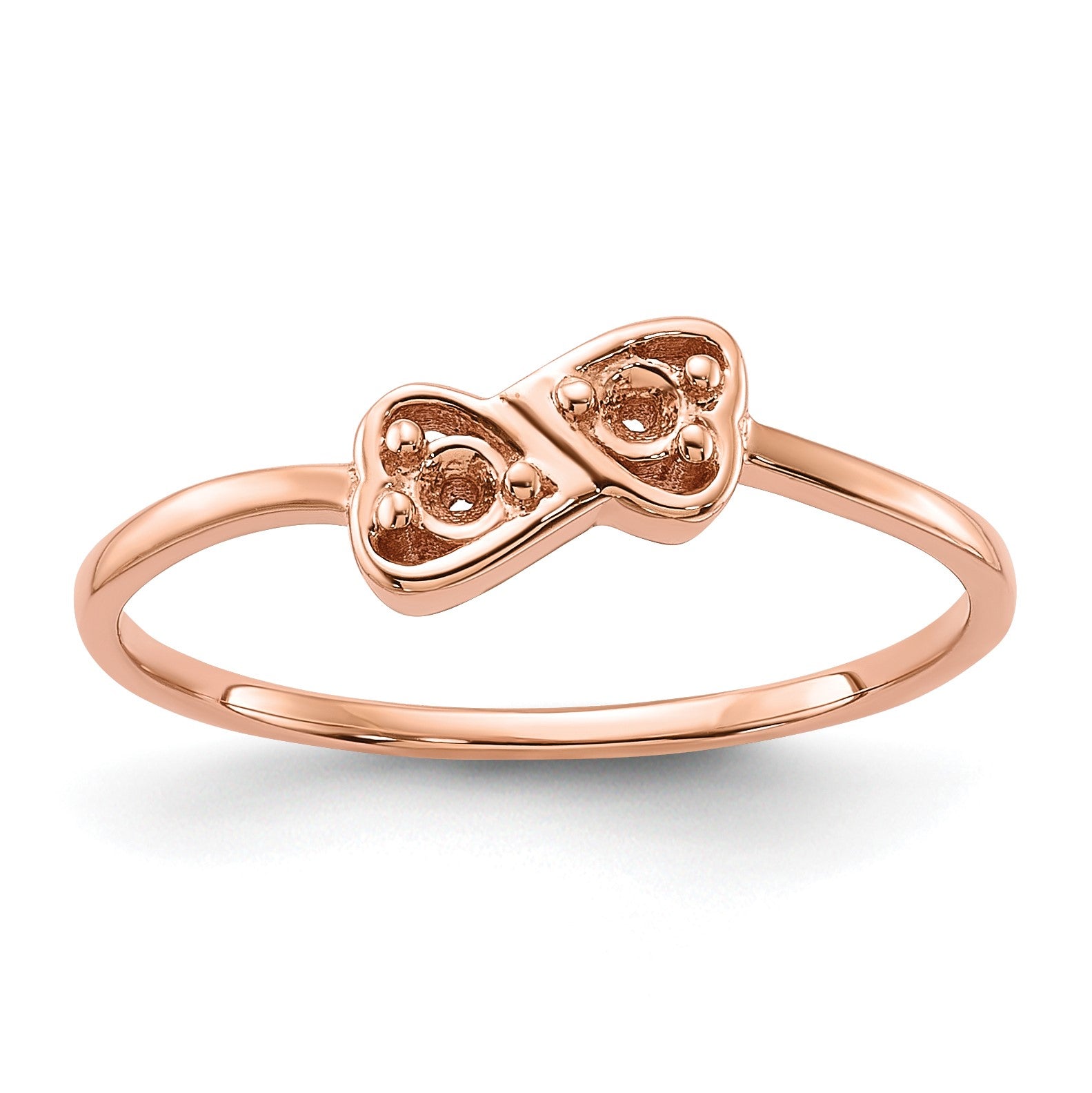 14k Rose Gold Polished .05ct. Diamond Heart Ring Mounting