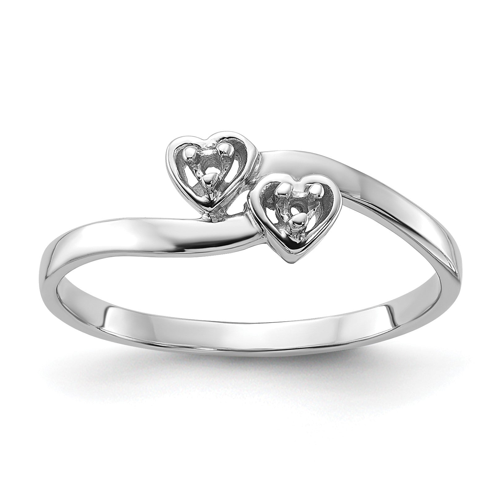 14k White Gold .02ct. Diamond Heart Ring Mounting