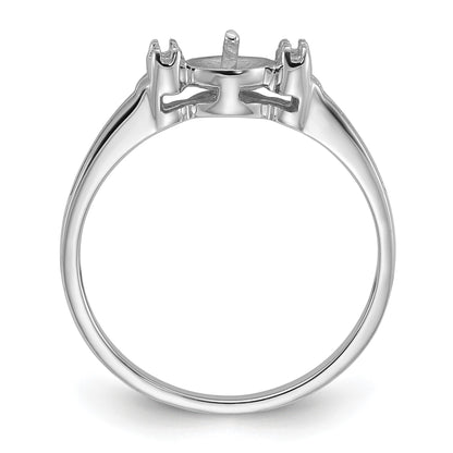 14k White Gold Holds 6mm Pearl and 4-1.1mm Stones Ring Mounting