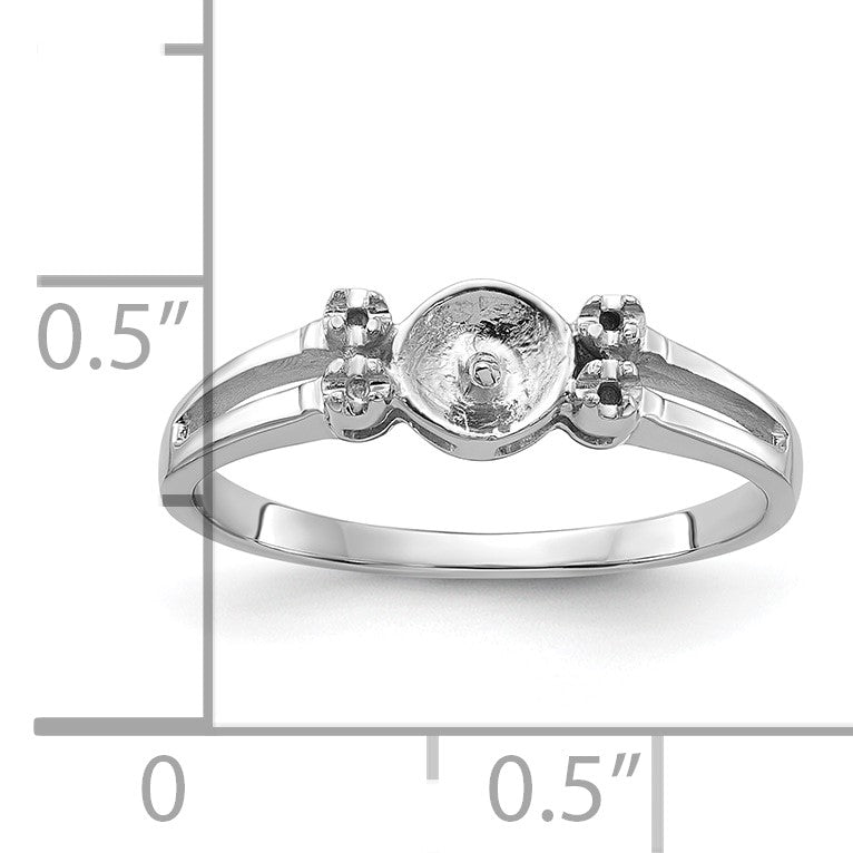 14k White Gold Holds 6mm Pearl and 4-1.1mm Stones Ring Mounting