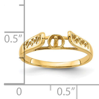 14k Polished Holds 6mm Pearl Filigree Ring Mounting