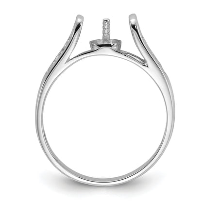 14k White Gold Polished Holds 6mm Pearl Filigree Ring Mounting