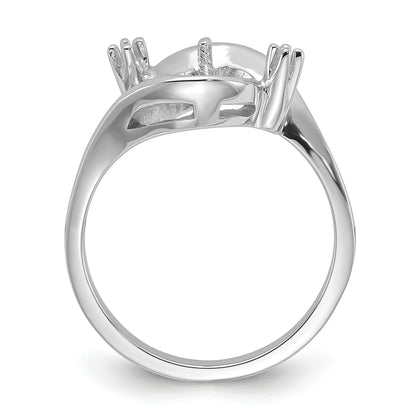 14k White Gold Polished Holds 7mm Pearl and 2-1.4mm Stones Ring Mounting