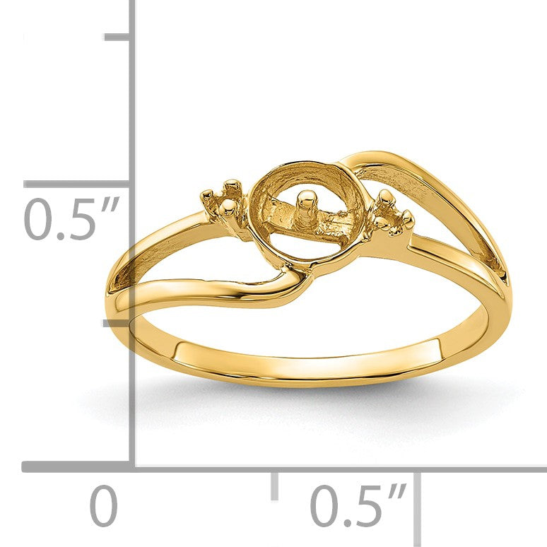 14k Holds 6mm Pearl and 2-1.3mm Stones Ring Mounting