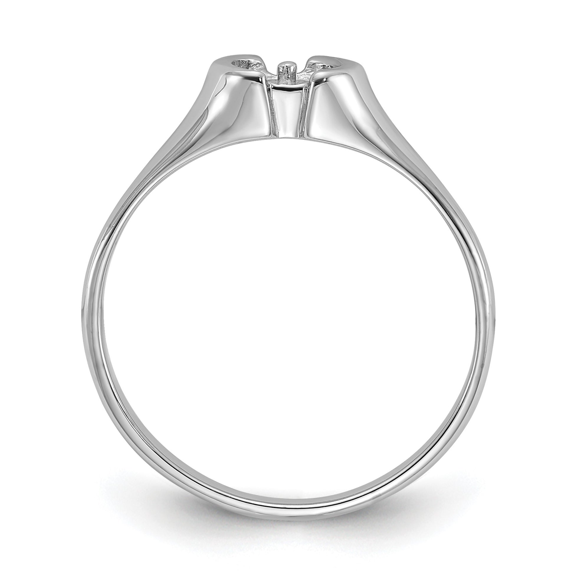 14k White Gold Polished Holds 5mm Pearl Ring Mounting